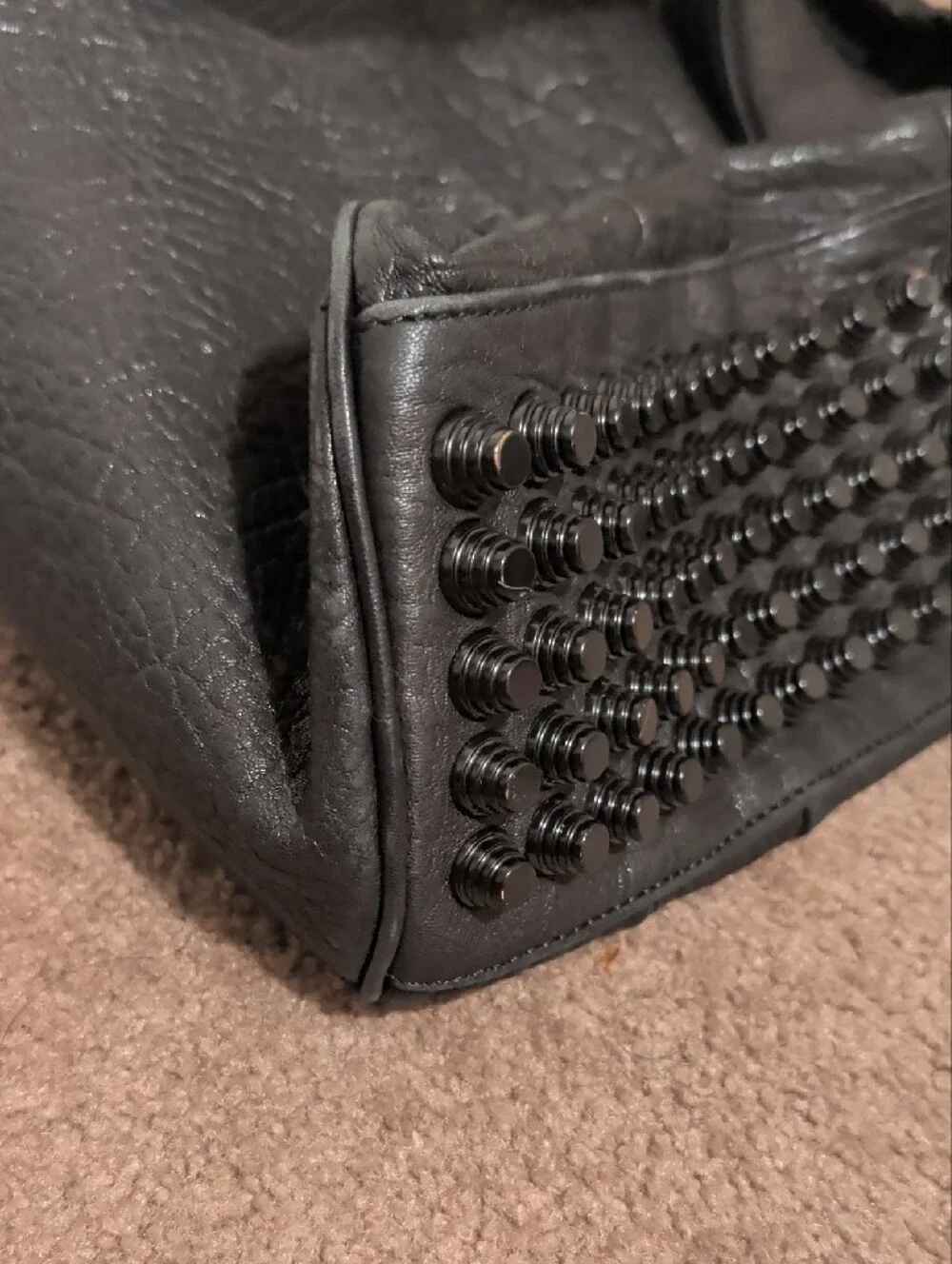 Alexander Wang Black Men's Textured Leather Carry Bag